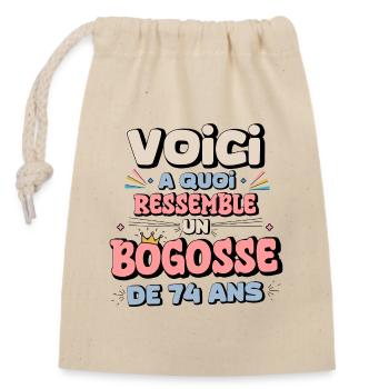 Message humoristique d'anniversaire enfant - Sac cadeau en coton avec cordon (14 x 20 cm) - nature - Devant