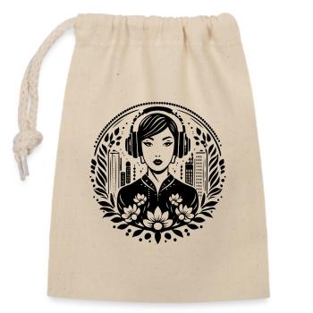 Femme Casque Skyline Urban Groove Techno Rock - Sac cadeau en coton avec cordon (14 x 20 cm) - nature - Devant