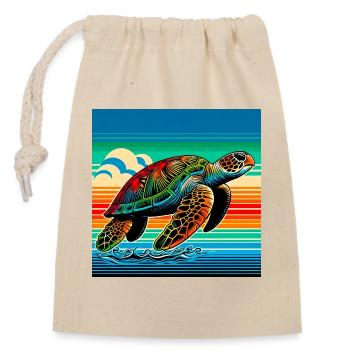 Schildkröte - Verschließbarer Geschenkbeutel aus Baumwolle (14x20cm) - Natur - Vorne