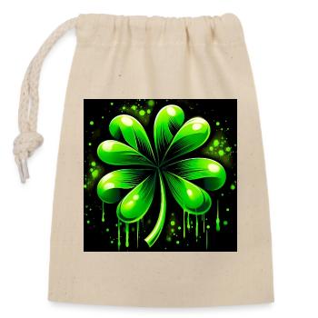 Four-leaf clover - Closable cotton gift bag (14x20cm) - nature - Front