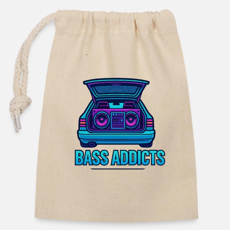 Retro Ghettoblaster Bass Addicts Design - Verschließbarer Geschenkbeutel aus Baumwolle (14x20cm) - Natur
