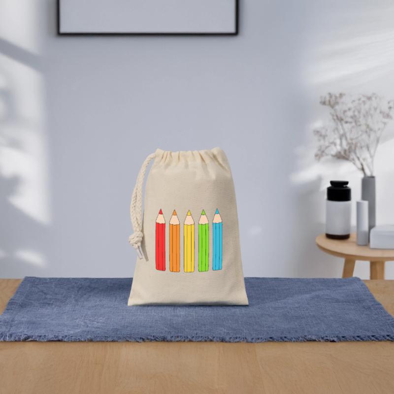 Lebendiges Farbstift-Array-Design Verschließbarer Geschenkbeutel aus Baumwolle (14x20cm)
