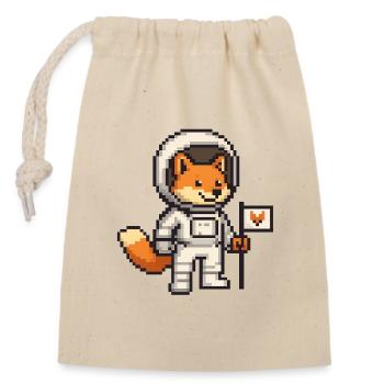 Renard pixel art en costume d’astronaute - Sac cadeau en coton avec cordon (14 x 20 cm) - nature - Devant