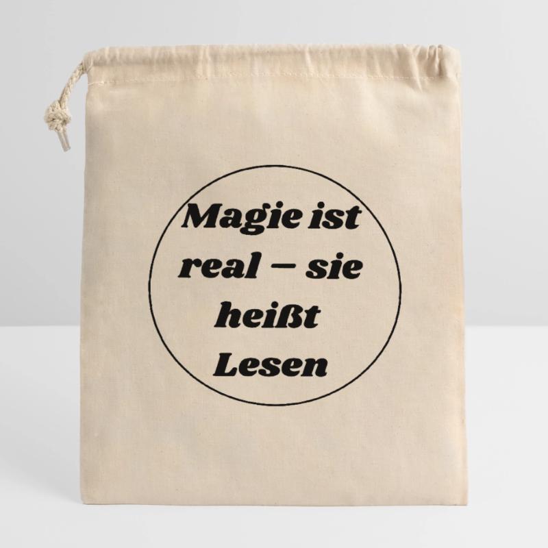 Magic is real - it's called reading Closable cotton gift bag (14x20cm)