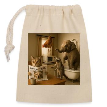 Ungewöhnliche Tiere im Badezimmer - Verschließbarer Geschenkbeutel aus Baumwolle (14x20cm) - Natur - Vorne