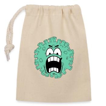 Green Creature – funny cartoon monster - Closable cotton gift bag (14x20cm) - nature - Front