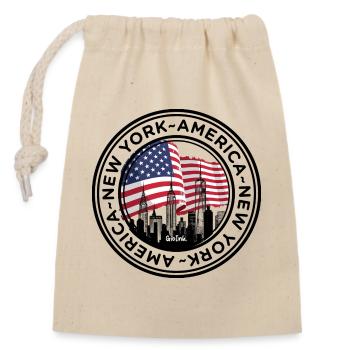American Skyline with Flag Embrace - Closable cotton gift bag (14x20cm) - nature - Front