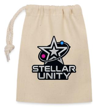 Stellar Unity – Chrome Star - Verschließbarer Geschenkbeutel aus Baumwolle (14x20cm) - Natur - Vorne