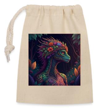 Mythical Jungle Dragon Illustration - Closable cotton gift bag (14x20cm) - nature - Front