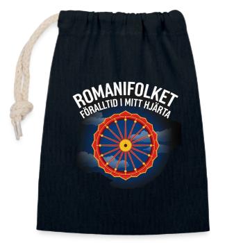 Heart Carousel against Night Blue Sky - Closable cotton gift bag (14x20cm) - navy - Front