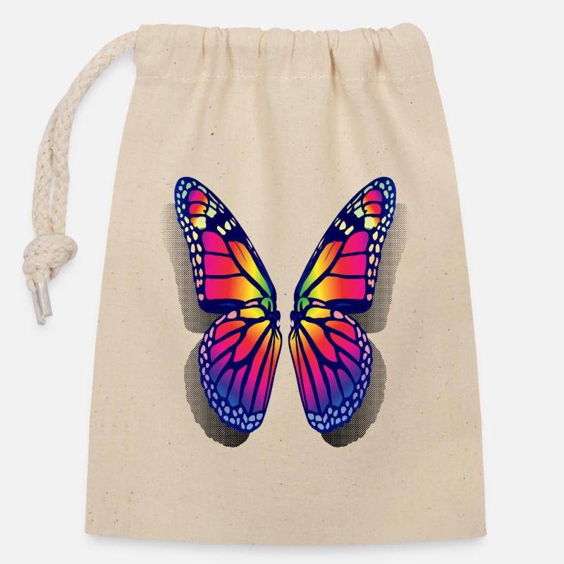 Rainbow Butterfly Wings - Closable cotton gift bag (14x20cm) - nature