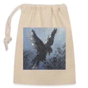 Oiseau noir majestueux Rvaen Sagesse en vol - Sac cadeau en coton avec cordon (14 x 20 cm) - nature - Devant