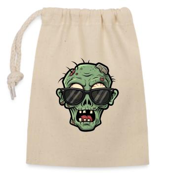 Dessin animé zombie effrayant avec des lunettes de soleil - Sac cadeau en coton avec cordon (14 x 20 cm) - nature - Devant