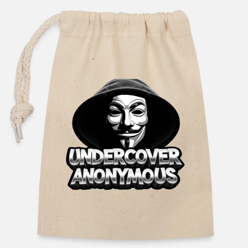Undercover Anonymous - Verschließbarer Geschenkbeutel aus Baumwolle (14x20cm) - Natur