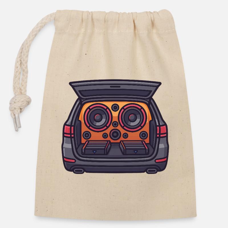 Car-HiFi-Design - Verschließbarer Geschenkbeutel aus Baumwolle (14x20cm) - Natur