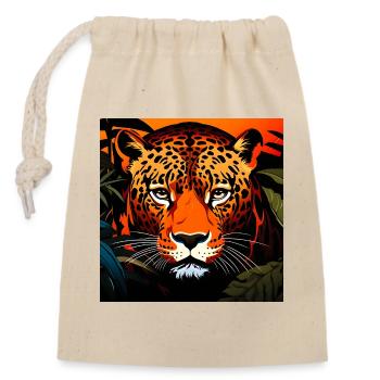 Wild Leopard Graphic - Closable cotton gift bag (14x20cm) - nature - Front