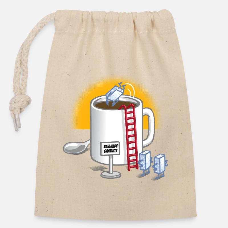Coffee and sugar - Closable cotton gift bag (14x20cm) - nature