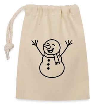 Fröhlicher Schneemann Illustration - Verschließbarer Geschenkbeutel aus Baumwolle (14x20cm) - Natur - Vorne