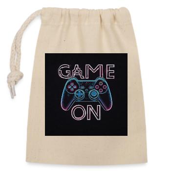 Neon Gaming Controller Design - Closable cotton gift bag (14x20cm) - nature - Front