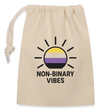 Non-Binary Vibes Sonnenlogo - Verschließbarer Geschenkbeutel aus Baumwolle (14x20cm) - Natur - Vorne