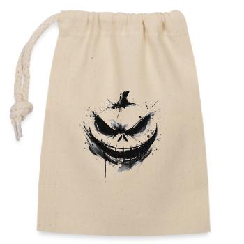 Gloomy face silhouette with smile - Closable cotton gift bag (14x20cm) - nature - Front