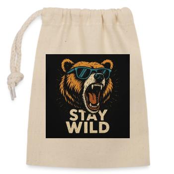 stay wild - Closable cotton gift bag (14x20cm) - nature - Front