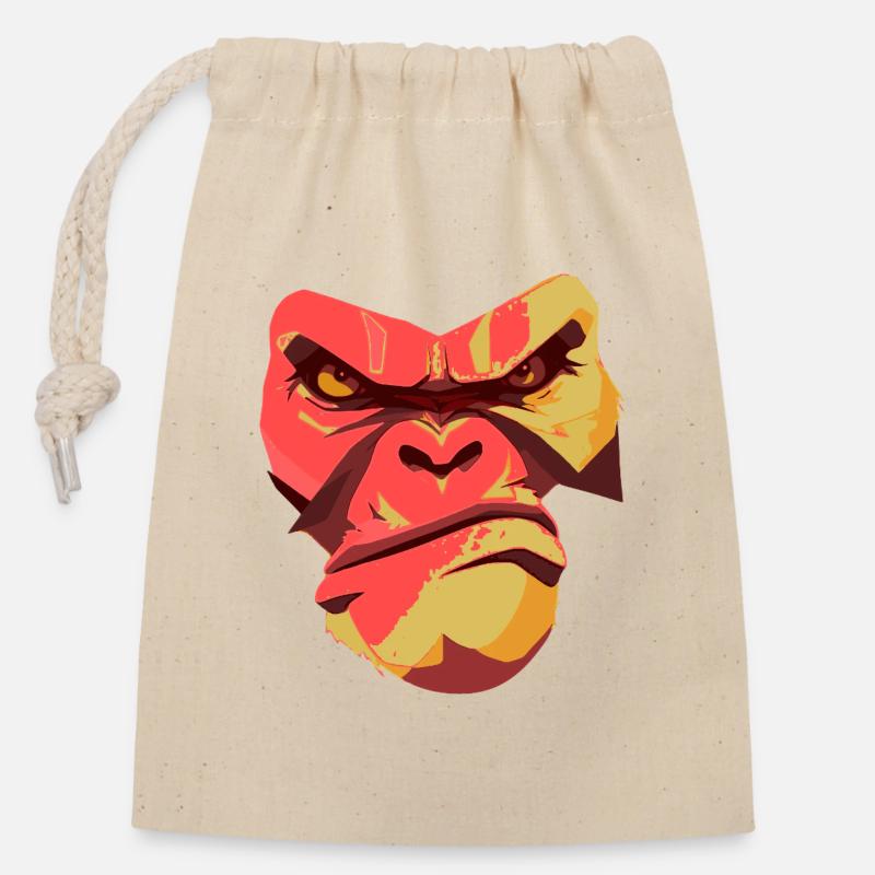 Conception Gorilla Power Back - Sac cadeau en coton avec cordon (14 x 20 cm) - nature
