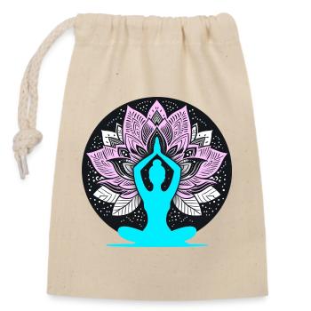 Meditative Yoga Lotus Design - Closable cotton gift bag (14x20cm) - nature - Front