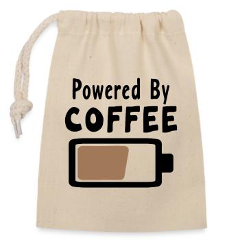 Powered By Coffee - Coffee Statement Saying - Closable cotton gift bag (14x20cm) - nature - Front