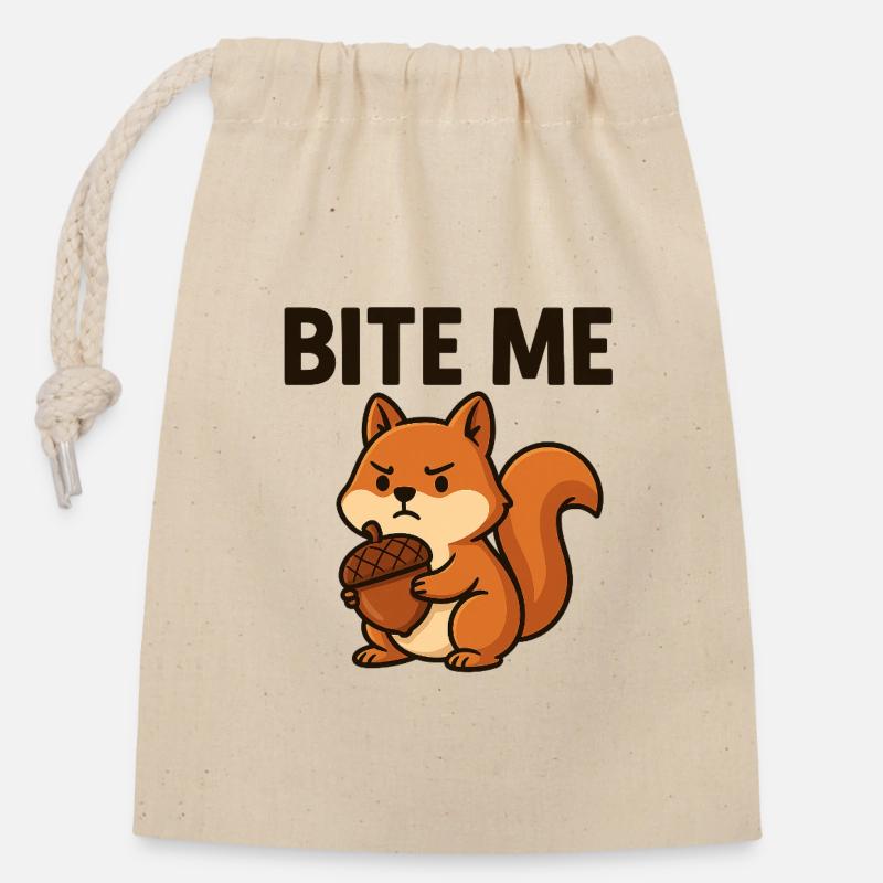 Artsy Squirrel with Bold Message - Closable cotton gift bag (14x20cm) - nature