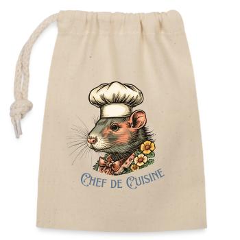 Cuisiner le rat avec la toque de chef - Sac cadeau en coton avec cordon (14 x 20 cm) - nature - Devant