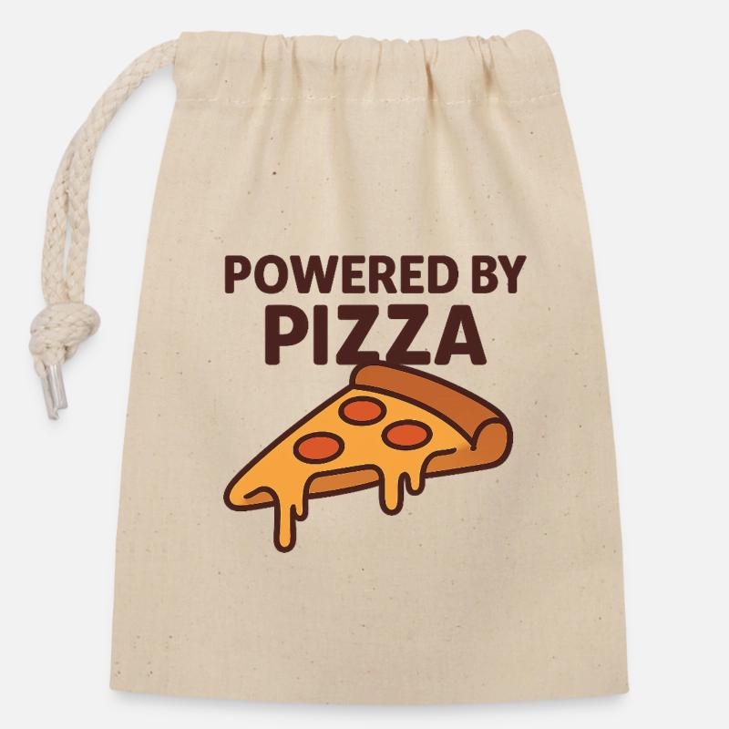 Propulsé par Pizza Motivational Design - Sac cadeau en coton avec cordon (14 x 20 cm) - nature
