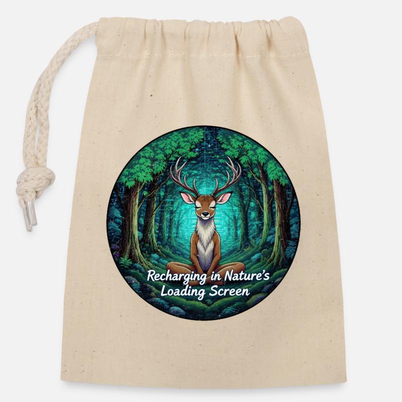 Mystic Forest Deer with Loading Screen - Closable cotton gift bag (14x20cm) - nature