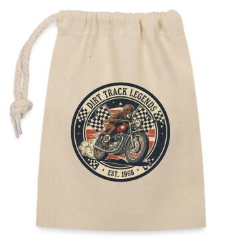 Vintage Dirt Track Motorcycle Logo - Verschließbarer Geschenkbeutel aus Baumwolle (14x20cm) - Natur - Vorne