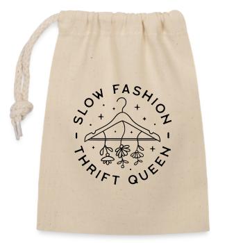 Slow Fashion Thrifter lustige Secondhand Queen Ästhetik - Verschließbarer Geschenkbeutel aus Baumwolle (14x20cm) - Natur - Vorne