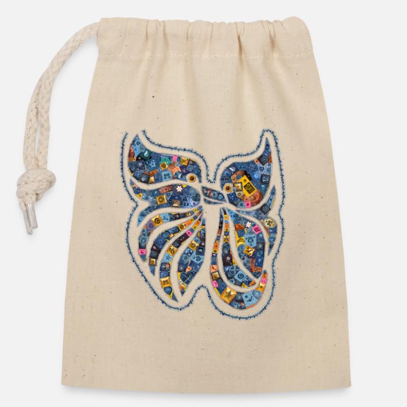 Embrasser les oiseaux VVA1 - Sac cadeau en coton avec cordon (14 x 20 cm) - nature