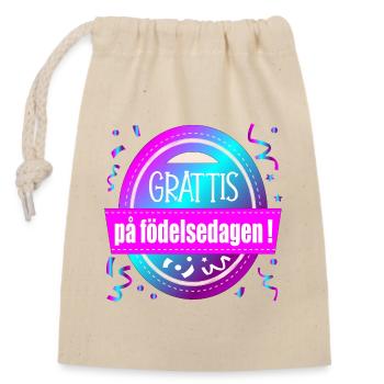 Joyeux anniversaire - Sac cadeau en coton avec cordon (14 x 20 cm) - nature - Devant