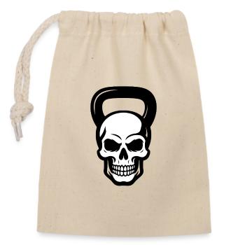 Kettlebell Crâne Fitness Design - Sac cadeau en coton avec cordon (14 x 20 cm) - nature - Devant
