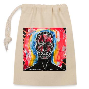 Abstract portrait in bright colors - Closable cotton gift bag (14x20cm) - nature - Front