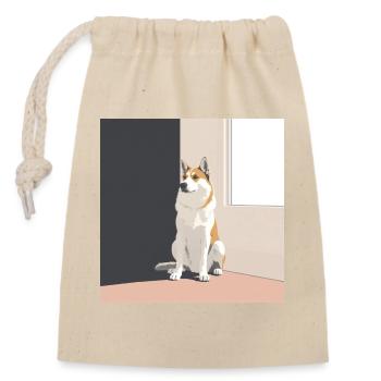 Illustration de Husky dans le style scandinave - Sac cadeau en coton avec cordon (14 x 20 cm) - nature - Devant