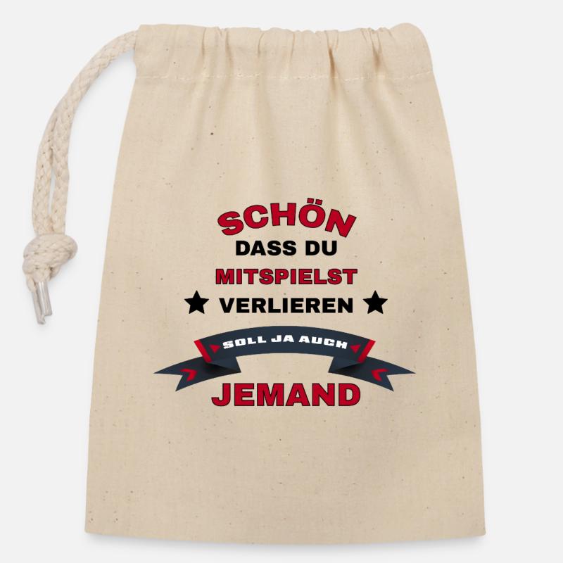 Lustiges Spruchdesign  - Verschließbarer Geschenkbeutel aus Baumwolle (14x20cm) - Natur
