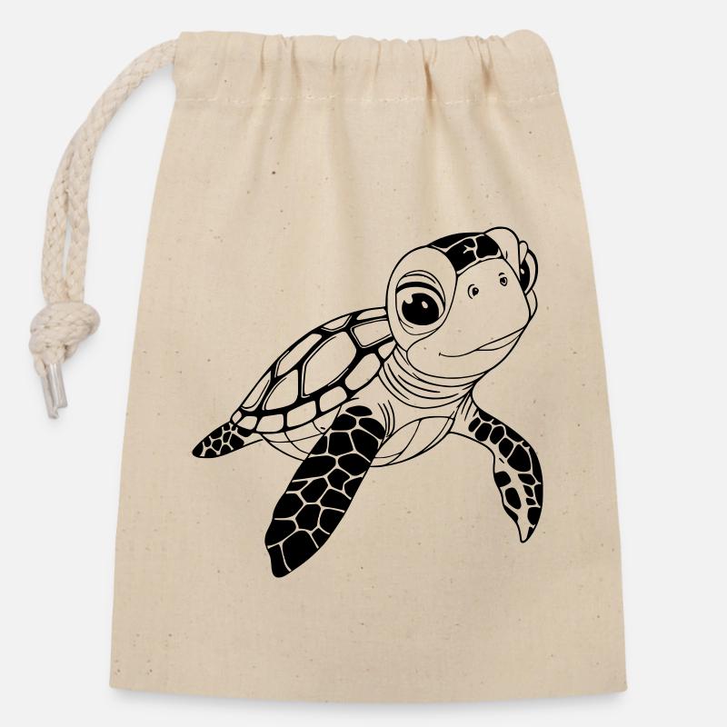 Turtle - Closable cotton gift bag (14x20cm) - nature