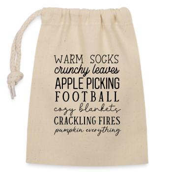 Autumn feeling with Pumpkin and Fire - Closable cotton gift bag (14x20cm) - nature - Front