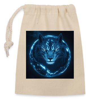 Luminescent tiger and nocturnal cosmos - Closable cotton gift bag (14x20cm) - nature - Front