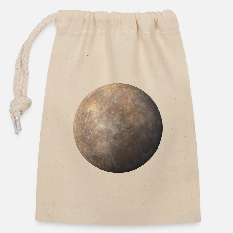 Mercure - Planète Mercure - Sac cadeau en coton avec cordon (14 x 20 cm) - nature