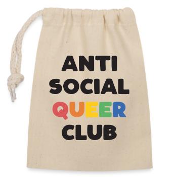 LGBTQ - Anti Social Queer Club - Closable cotton gift bag (14x20cm) - nature - Front