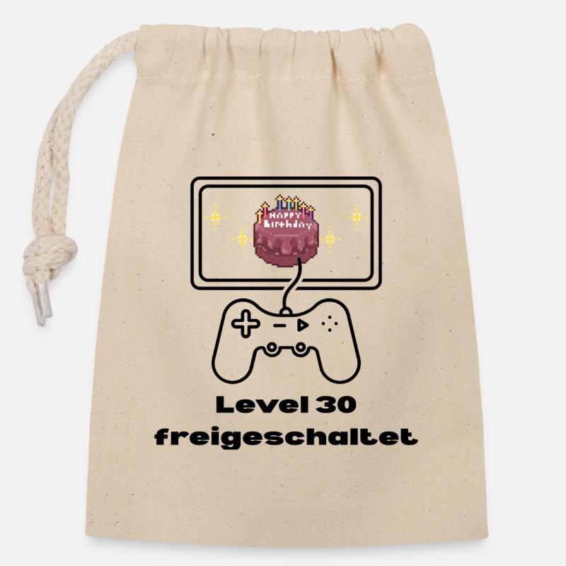 Level 30 freigeschaltet Design für Geburtstagskind - Verschließbarer Geschenkbeutel aus Baumwolle (14x20cm) - Natur