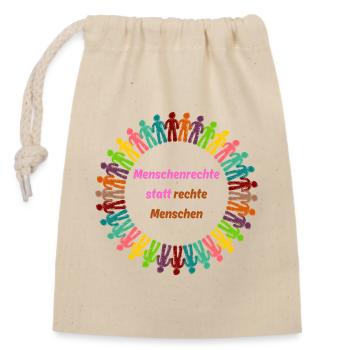 Human rights instead of right-wing people pink - Closable cotton gift bag (14x20cm) - nature - Front