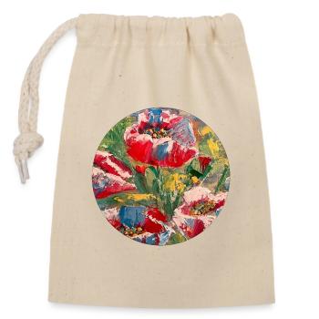 « Popies » Oeuvre d’art florale abstraite vive - Sac cadeau en coton avec cordon (14 x 20 cm) - nature - Devant