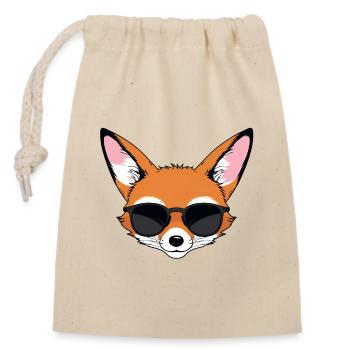 Visage de renard cool avec des lunettes de soleil - Sac cadeau en coton avec cordon (14 x 20 cm) - nature - Devant